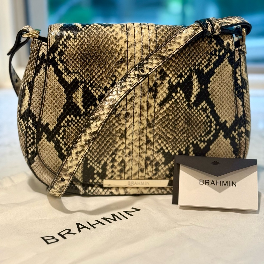 Brahmin Small Nadine Crossbody in Caviar Felix-Italian Python Embossed Leather